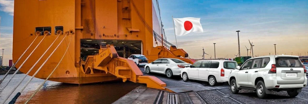 Cargo ship at a container port